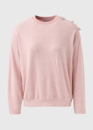 Pink Shoulder Embellished Jumper