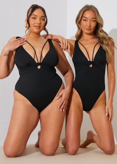 In The Style Perrie Sian Black Swimsuit