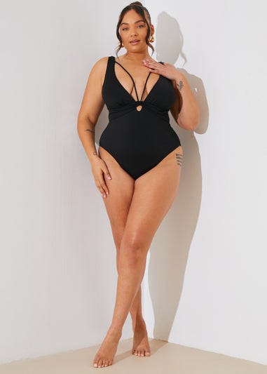 In The Style Perrie Sian Black Swimsuit