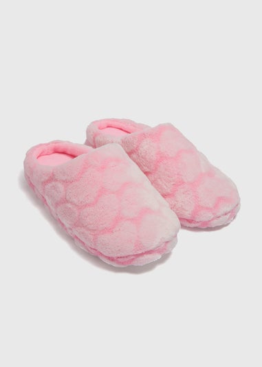 Girls Pink Heart Mule Slippers (Younger 10-Older 5)