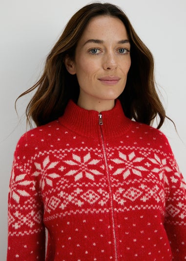 Winter Poem Red Fairisle Half Zip