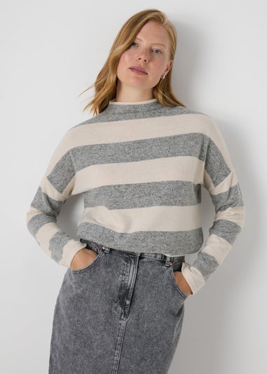 Grey Stripe Soft Touch Jumper