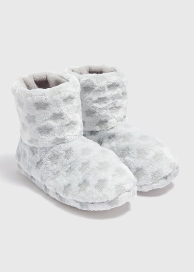 Girls Grey Star Boot Slippers (Younger 10-Older 6)