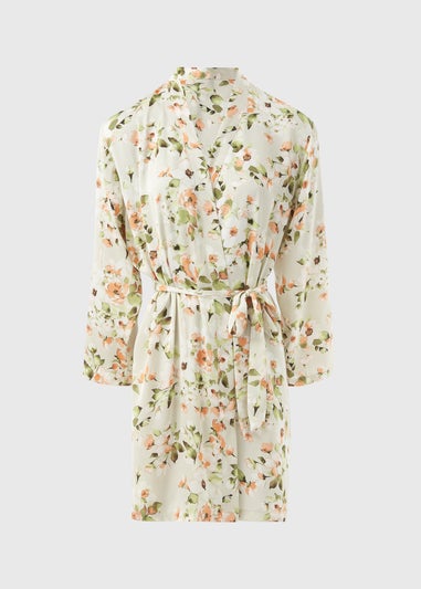 Green Floral Satin Dressing Gown