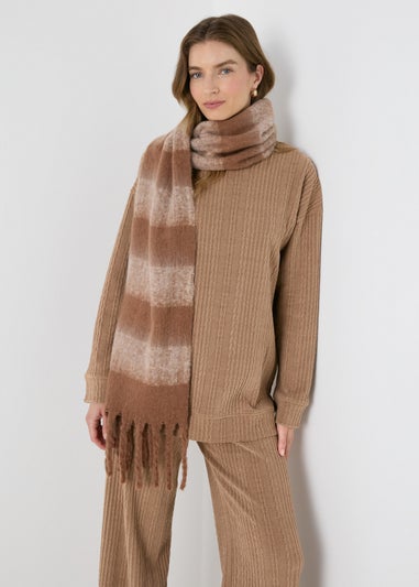 Brown Cable Knit Sweatshirt