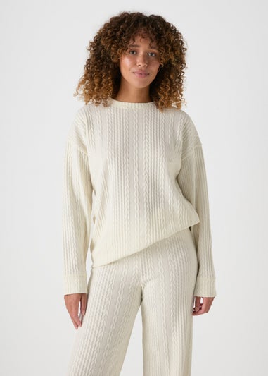 Cream Cable Knit Sweatshirt