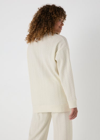 Cream Cable Knit Sweatshirt