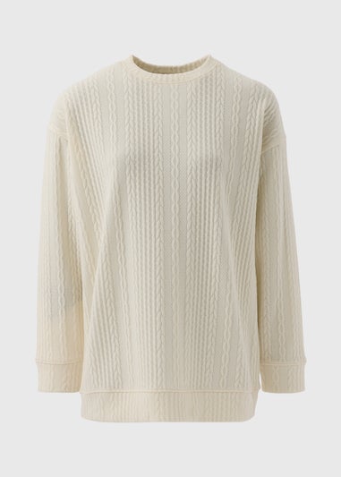 Cream Cable Knit Sweatshirt