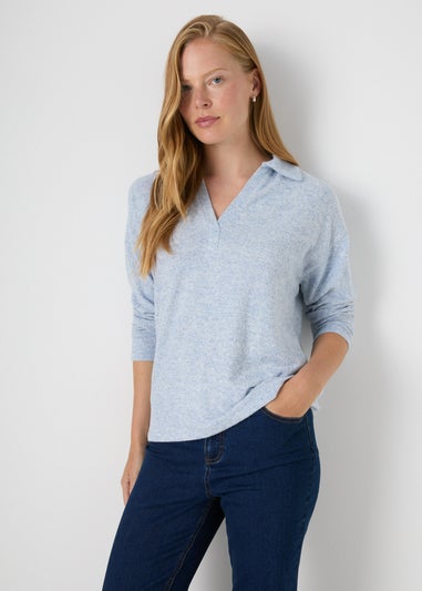 Light Blue Collared V-Neck Top