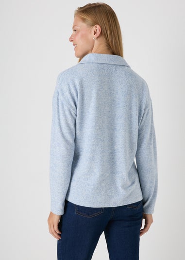 Light Blue Collared V-Neck Top