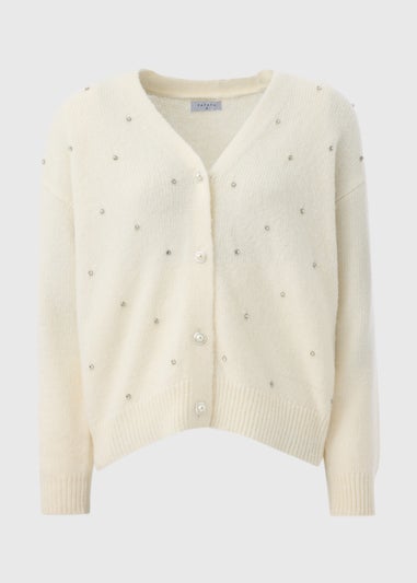 Cream Embellished Cardigan