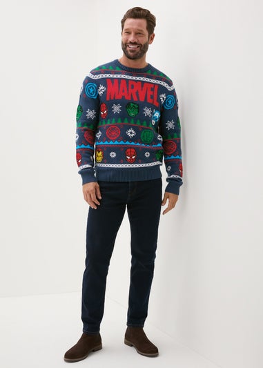 Marvel Navy Christmas Jumper