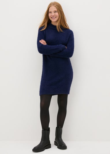 Blue Feather Yarn Mini Jumper Dress