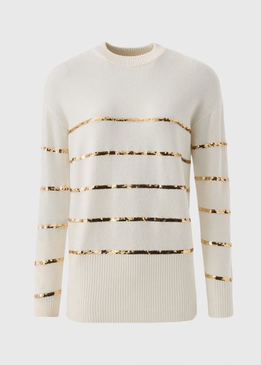 Cream Sequin Stripe Tunic