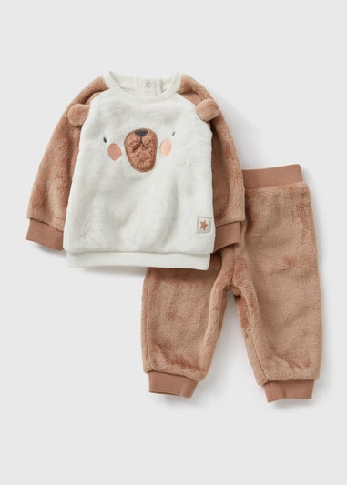 Baby Brown Bear Fleece Jumper & Bottoms (Newborn-23mths)