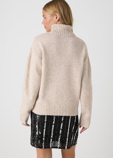 Oatmeal Roll Neck Jumper