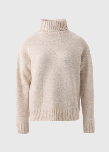 Oatmeal Roll Neck Jumper