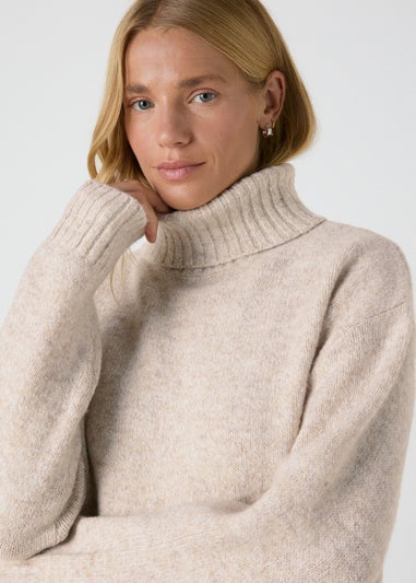 Oatmeal Roll Neck Jumper