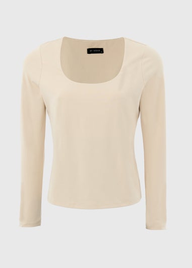 Et Vous Beige Double Layer Long Sleeve Top