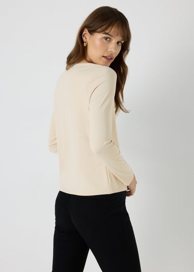 Et Vous Beige Double Layer Long Sleeve Top