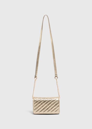 Gold Metallic Quilted Cross Body Bag