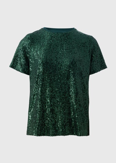 Et Vous Green Sequin Top