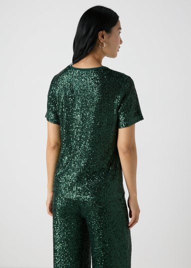 Et Vous Green Sequin Top