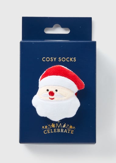 Kids Red Stripe Santa Boxed Fluffy Socks (Younger 6-Older 6.5)