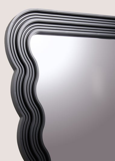 Large Black Wavy Mirror