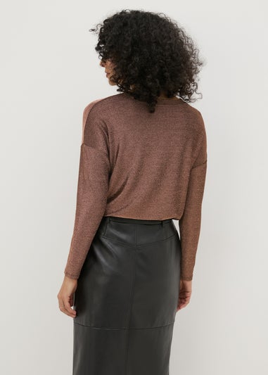 Bronze Long Sleeve Lurex Top