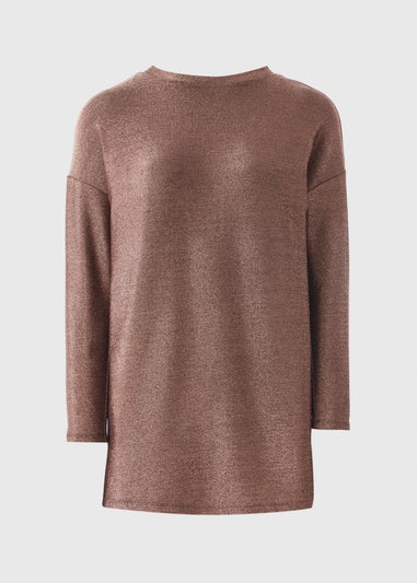 Bronze Long Sleeve Lurex Top