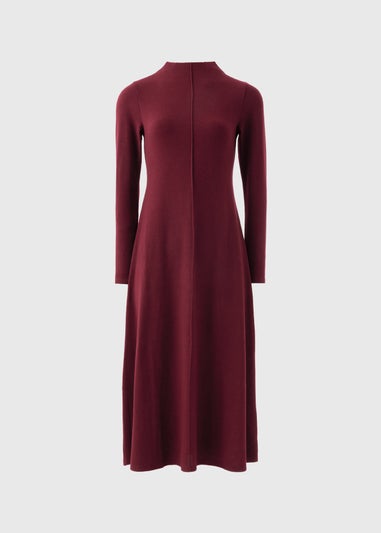 Et Vous Burgandy Front Seam Fit & Flare Dress