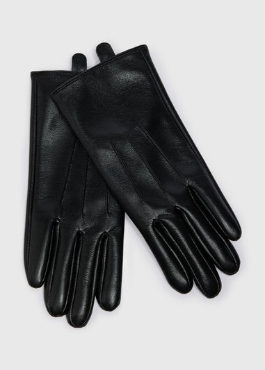 Black Faux Leather Gloves