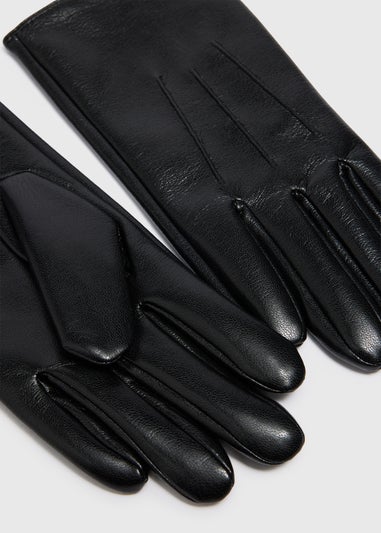 Black Faux Leather Gloves