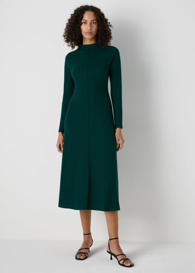 Et Vous Green Seam Front Flare Midi Dress