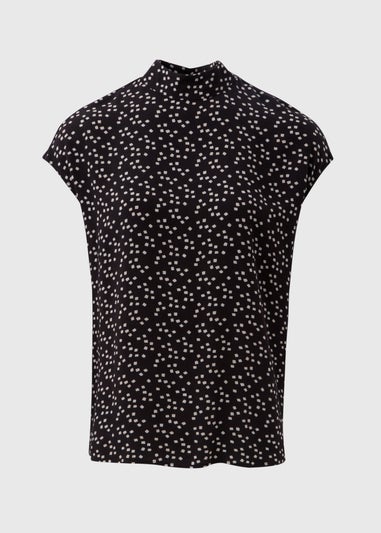 Et Vous Black Square Print Top