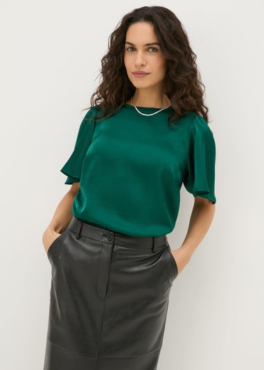 Et Vous Green Satin Front Jersey Back T-Shirt