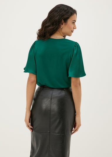 Et Vous Green Satin Front Jersey Back T-Shirt