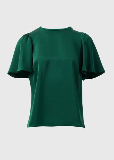 Et Vous Green Satin Front Jersey Back T-Shirt