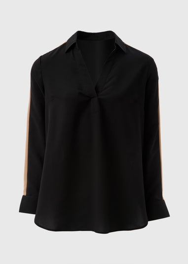 Et Vous Black Side Stripe Blouse