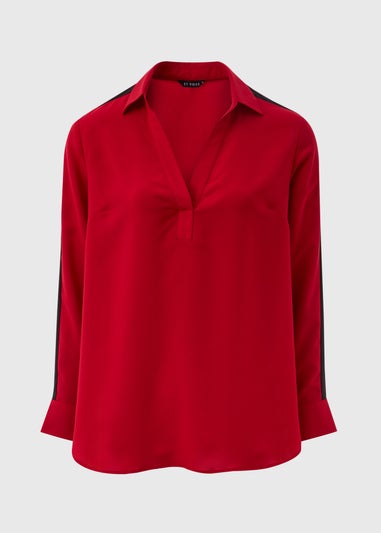 Et Vous Red Side Stripe Blouse