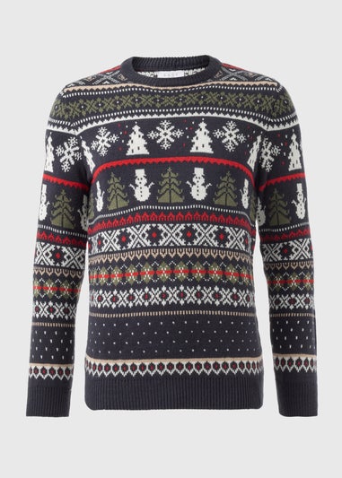 Navy Fairisle Snowman Knit Jumper