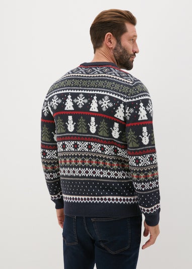 Navy Fairisle Snowman Knit Jumper