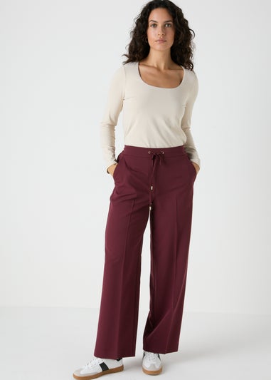 Wine Wide Leg Trousers