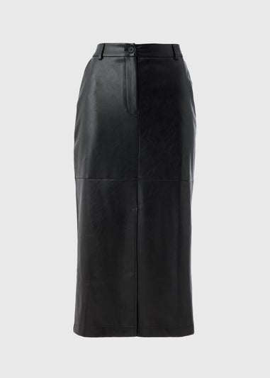 Et Vous Black Faux Leather Midi Skirt