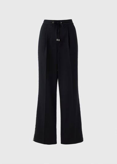 Et Vous Black Sequin Side Stripe Trousers