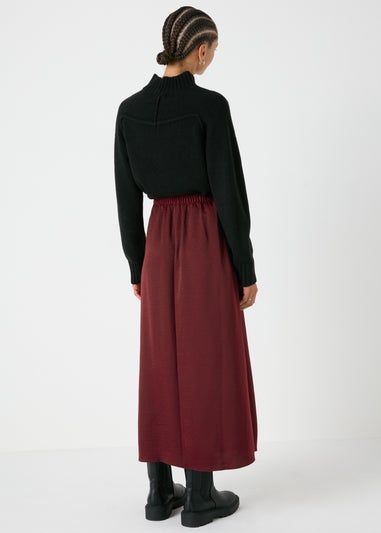 Burgundy Satin Midaxi Slip Skirt