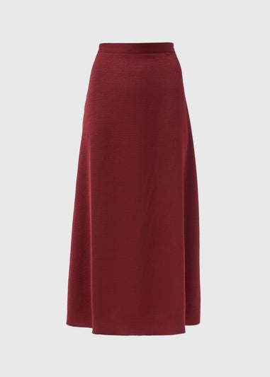 Burgundy Satin Midaxi Slip Skirt