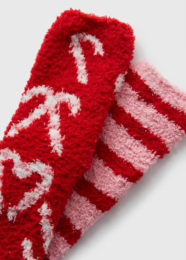 2 Pack Girls Candy Cane Cosy Socks (Younger 6-Older 5.5)