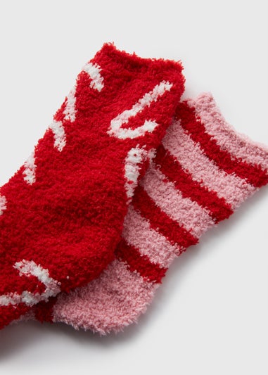 2 Pack Red Candy Cane Cosy Socks